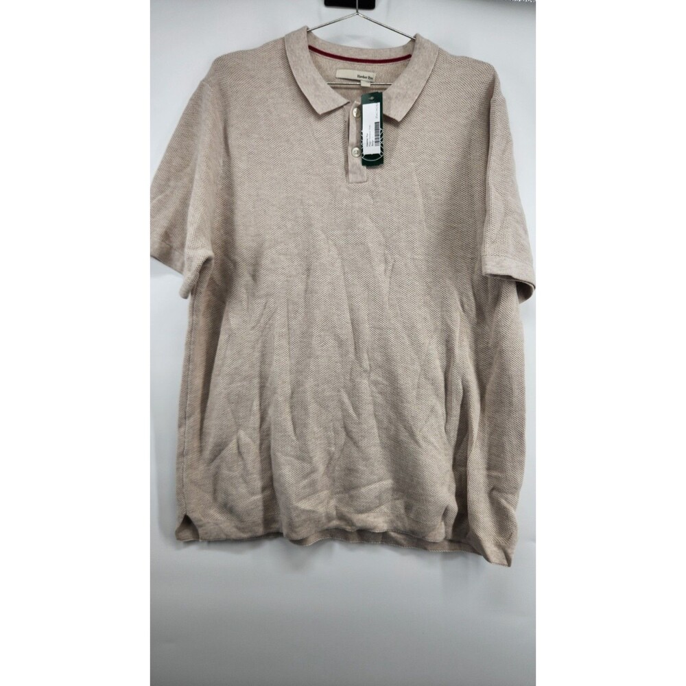 Hawker Rye Mens Beige Large Pique Sweater Polo Shirt NWT 100% Cotton